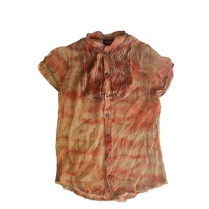 Diesel black gold label blouse orange yellow top button down shirt
